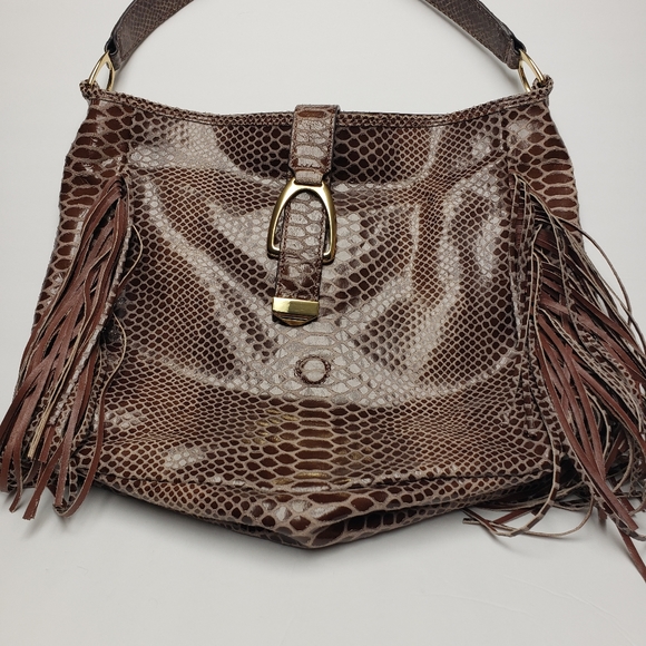 G.I.L.I leather snake skin handbag - Picture 1 of 8